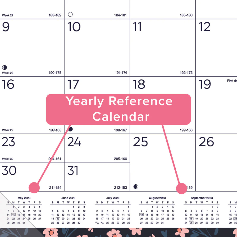 18-Month Academic Monthly Desk Pad Calendar, Blossom, 2026 - 2027, English (CA1716BD-27) - Image 5