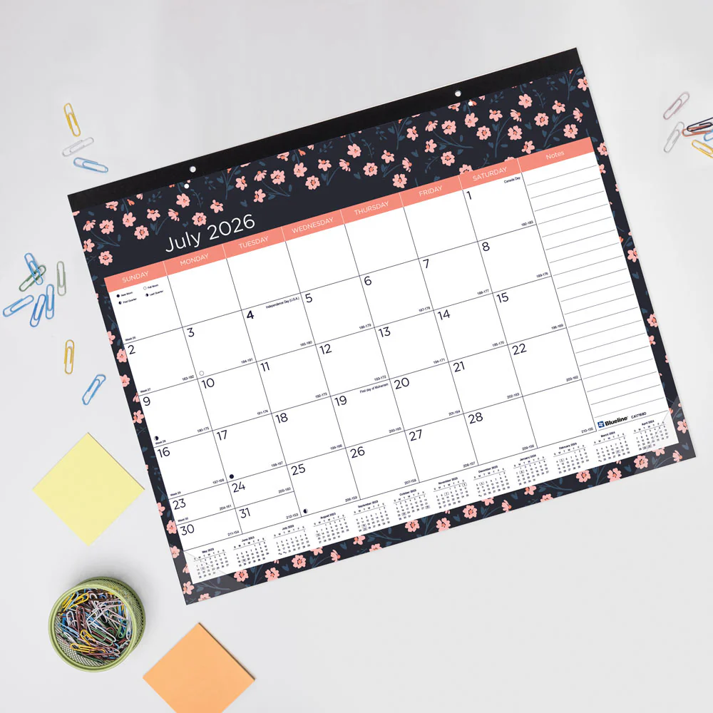 18-Month Academic Monthly Desk Pad Calendar, Blossom, 2026 - 2027, English (CA1716BD-27) - Image 7