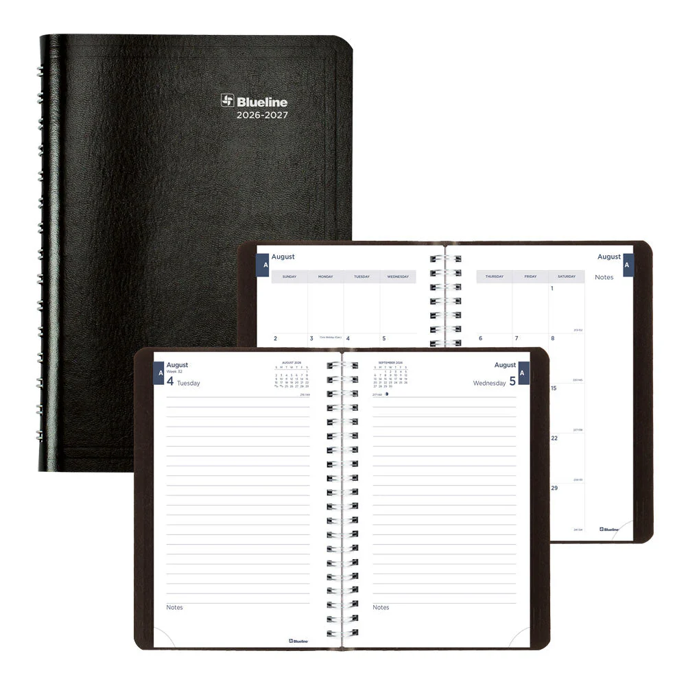 Academic Daily Planner, Classic Black, 2026-2027, English (CA201.BLK-27)