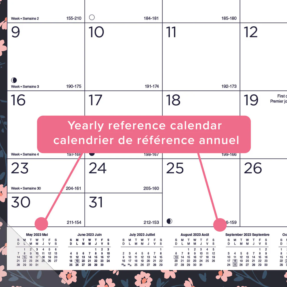 18-Month Academic Monthly Desk Pad Calendar, Blossom, 2026 - 2027, Bilingual (CA1716BBD-27) - Image 5