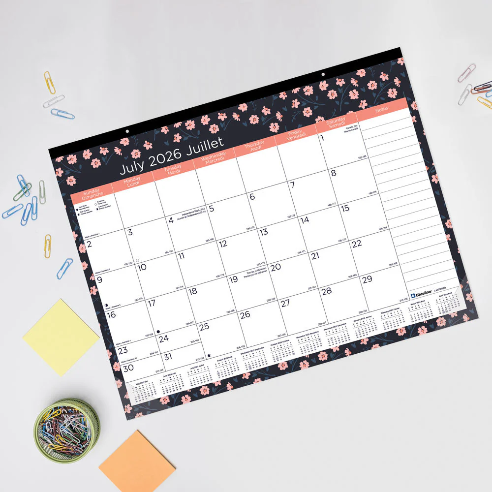 18-Month Academic Monthly Desk Pad Calendar, Blossom, 2026 - 2027, Bilingual (CA1716BBD-27) - Image 7