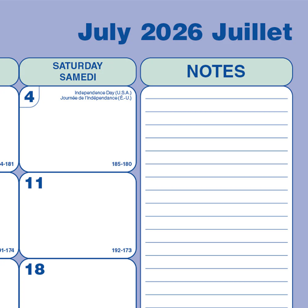 Academic Monthly Desk Pad Calendar, Classic, 2026 - 2027, Bilingual (CA181711B-27) - Image 3