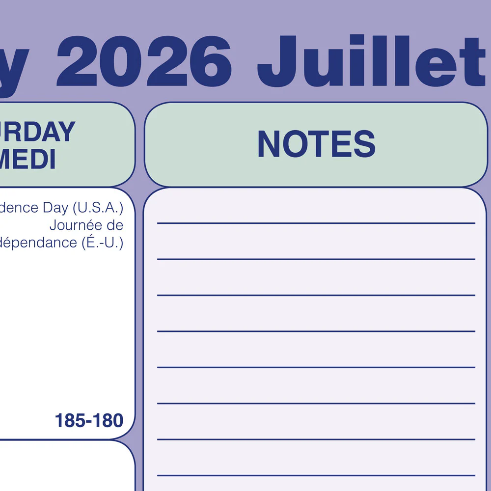 Academic Monthly Desk Pad Calendar, Classic, 2026 - 2027, Bilingual (CA181721B-27) - Image 3