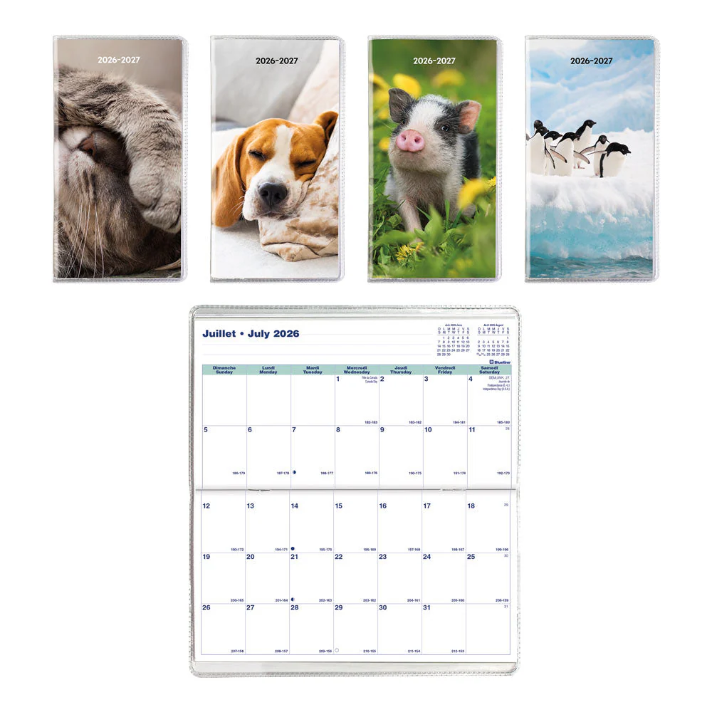 18-Month Pocket Planner, Assorted Animal Designs, 2026-2027, Bilingual (CA412B.ASX-27) - Image 2