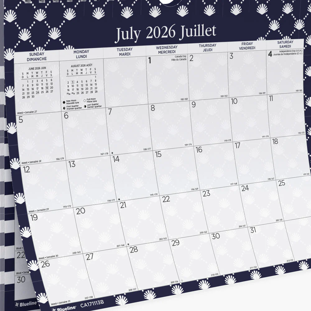 Academic Monthly Small Wall Calendar 2026-2027, Bilingual, Nautical (CA171113B-27) - Image 4