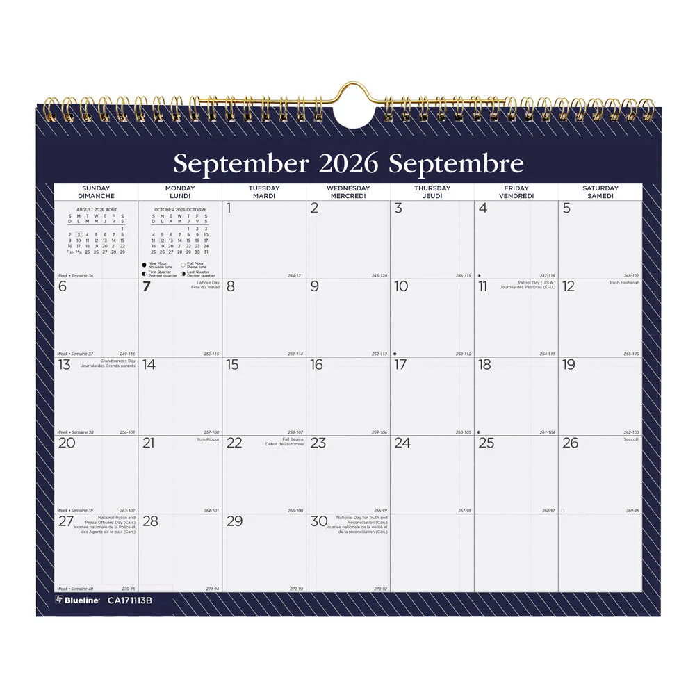 Academic Monthly Small Wall Calendar 2026-2027, Bilingual, Nautical (CA171113B-27) - Image 5
