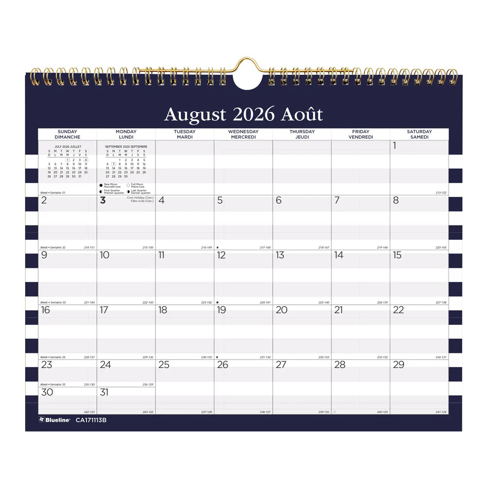 Academic Monthly Small Wall Calendar 2026-2027, Bilingual, Nautical (CA171113B-27) - Image 6