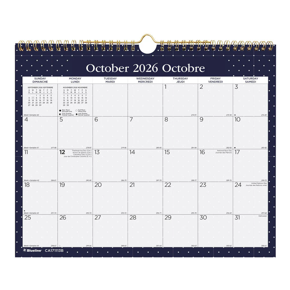 Academic Monthly Small Wall Calendar 2026-2027, Bilingual, Nautical (CA171113B-27) - Image 7