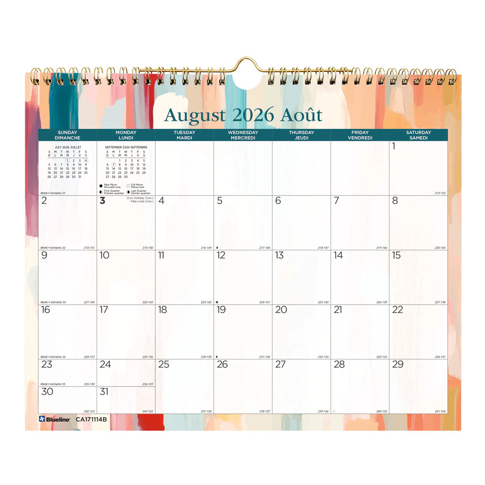 Academic Monthly Small Wall Calendar 2026-2027, Bilingual, Splash (CA171114B-27) - Image 4