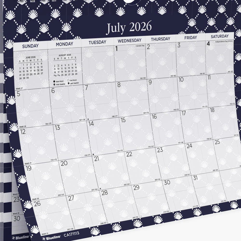 Academic Monthly Small Wall Calendar 2026-2027, English, Nautical (CA171113-27) - Image 4
