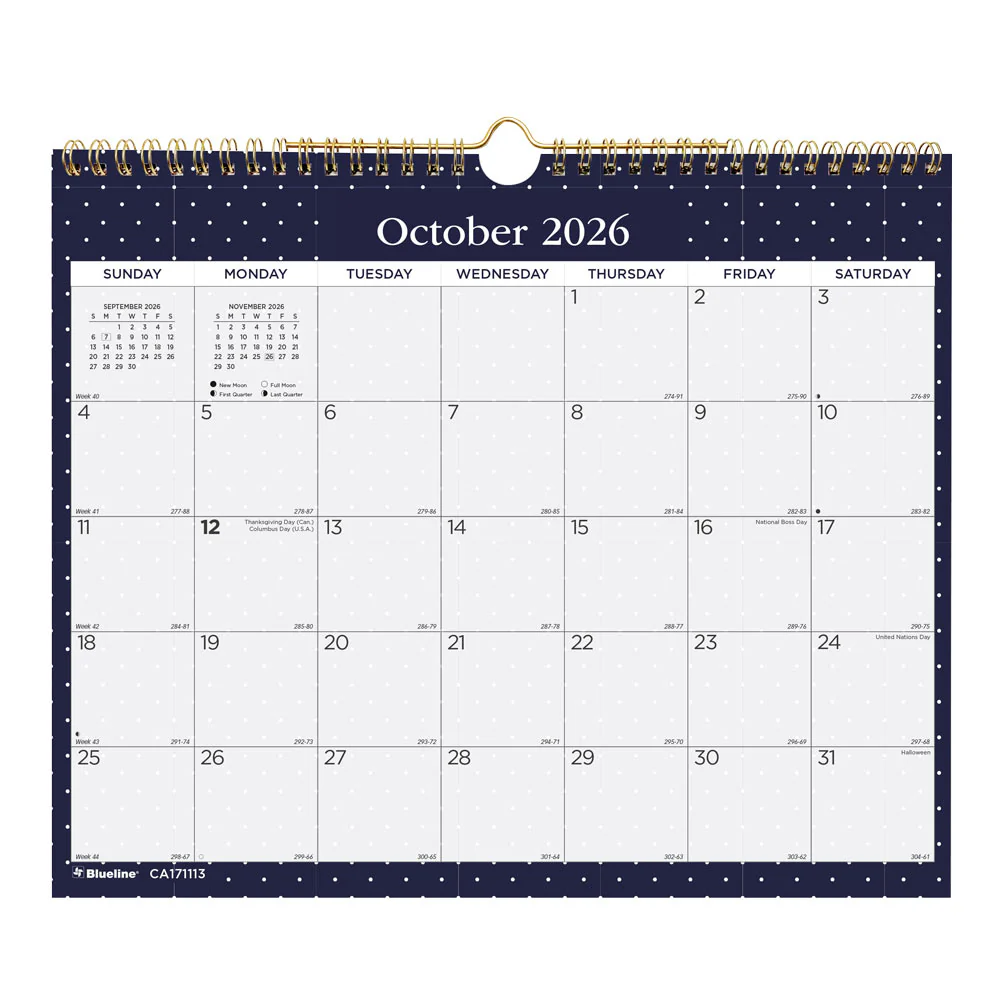 Academic Monthly Small Wall Calendar 2026-2027, English, Nautical (CA171113-27) - Image 5