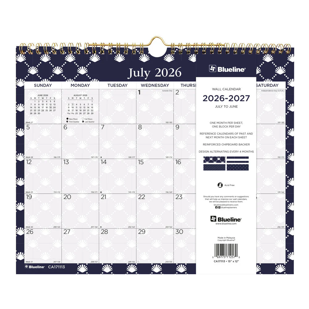 Academic Monthly Small Wall Calendar 2026-2027, English, Nautical (CA171113-27) - Image 8
