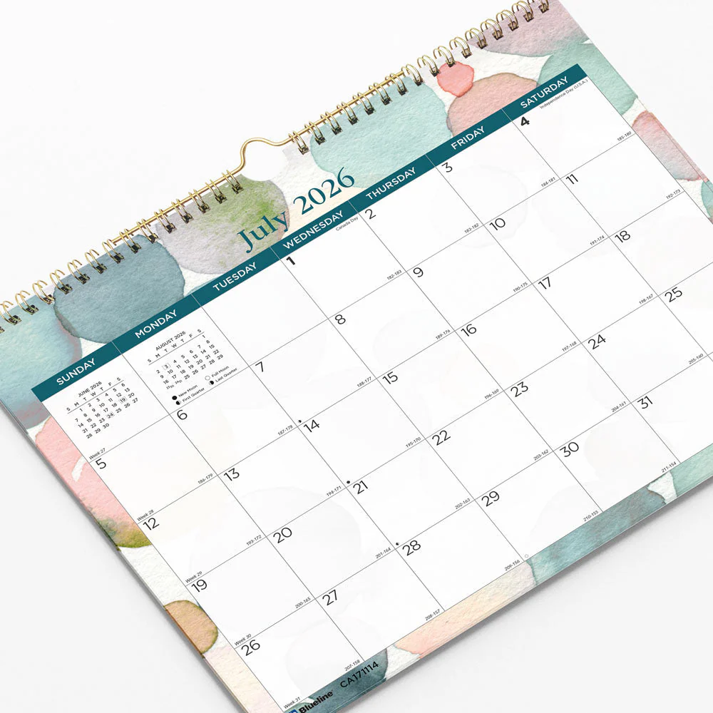 Academic Monthly Small Wall Calendar 2026-2027, English, Splash (CA171114-27) - Image 3