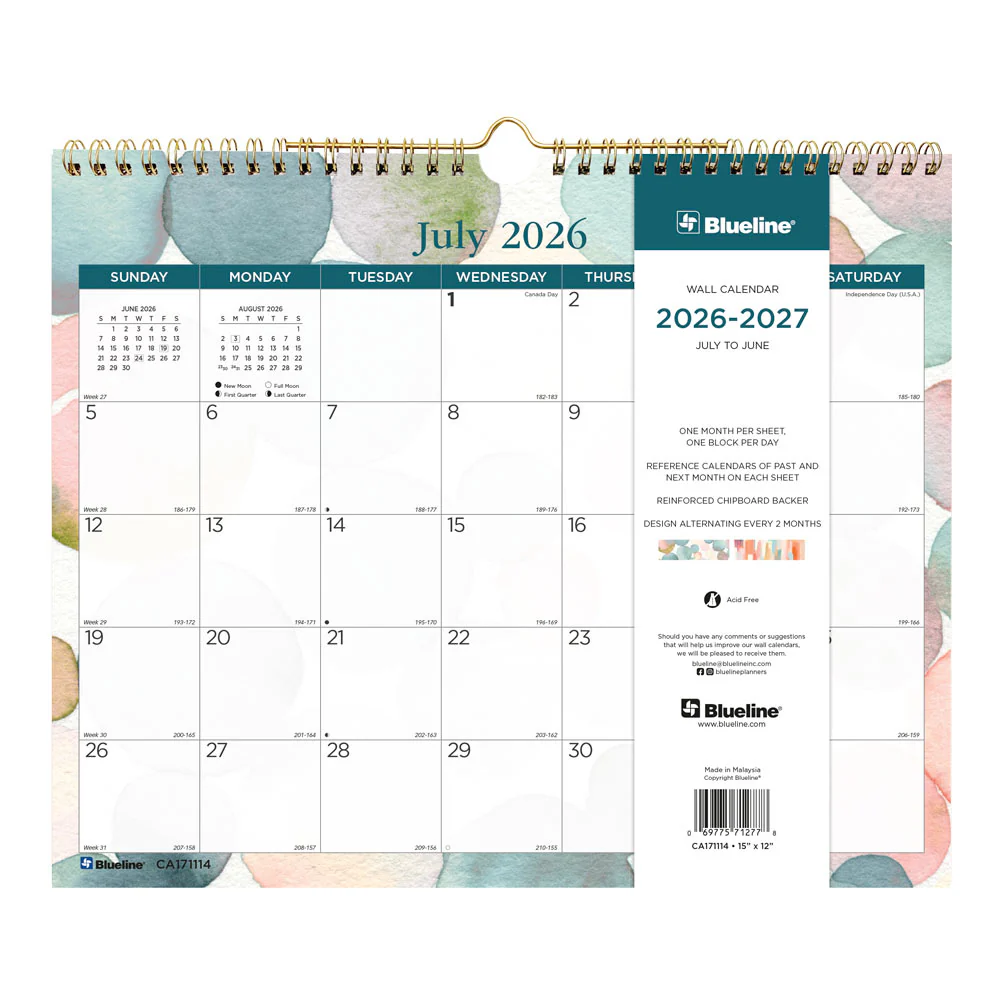 Academic Monthly Small Wall Calendar 2026-2027, English, Splash (CA171114-27) - Image 6