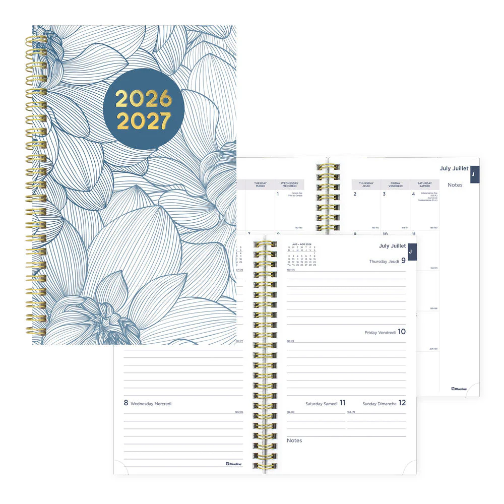 Academic Weekly Planner, Floral, 2026 - 2027, Bilingual (CA114BPM.01-27, CA114BPM.02-27)