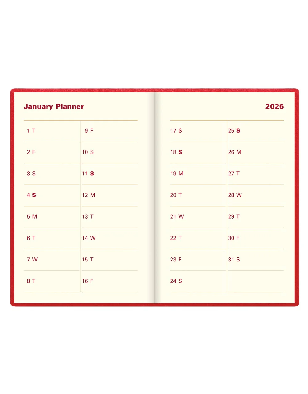 Belgravia Mini Pocket Week to View Leather Diary with Planners 2026 - English - Image 16