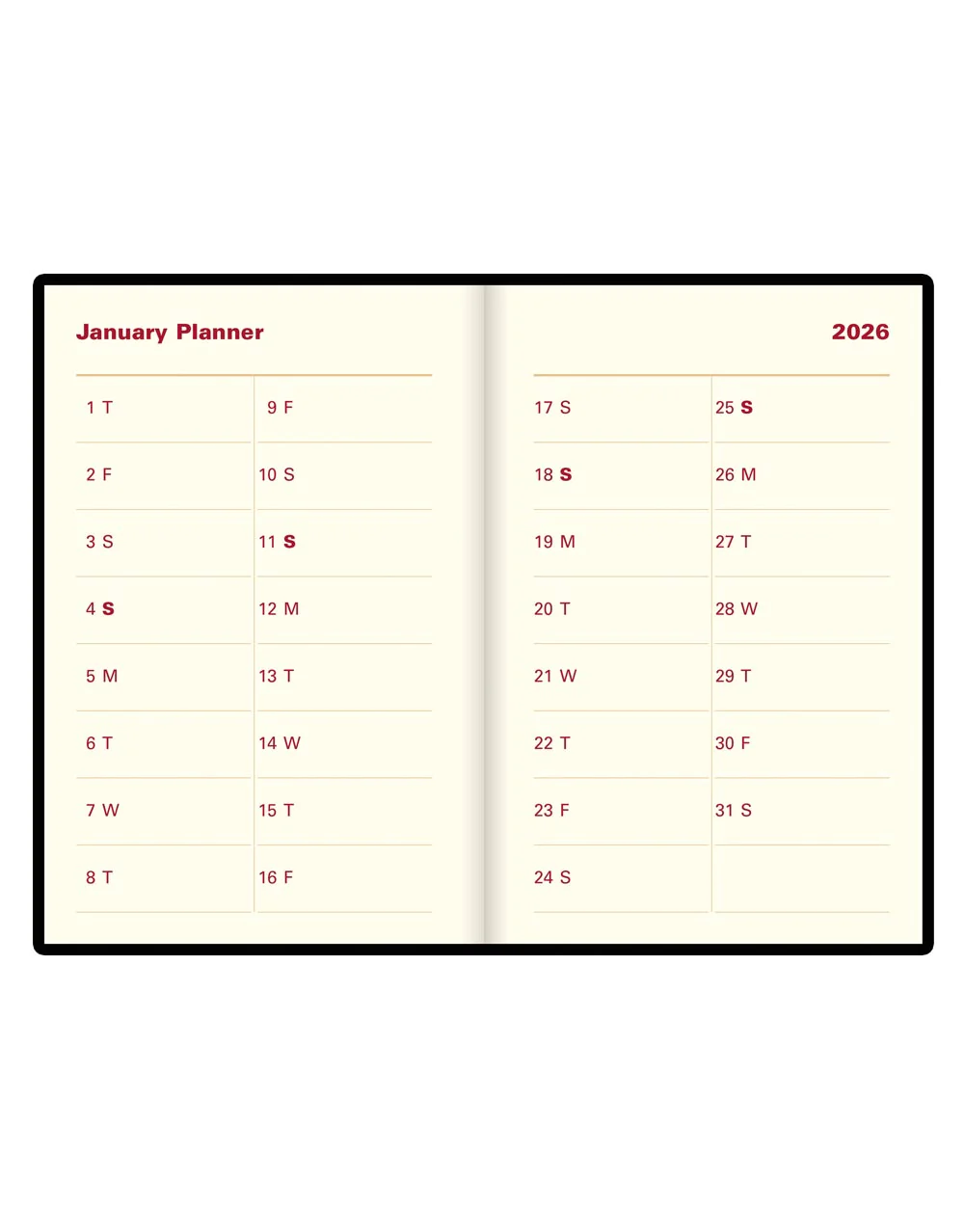 Belgravia Mini Pocket Week to View Leather Diary with Planners 2026 - English - Image 4