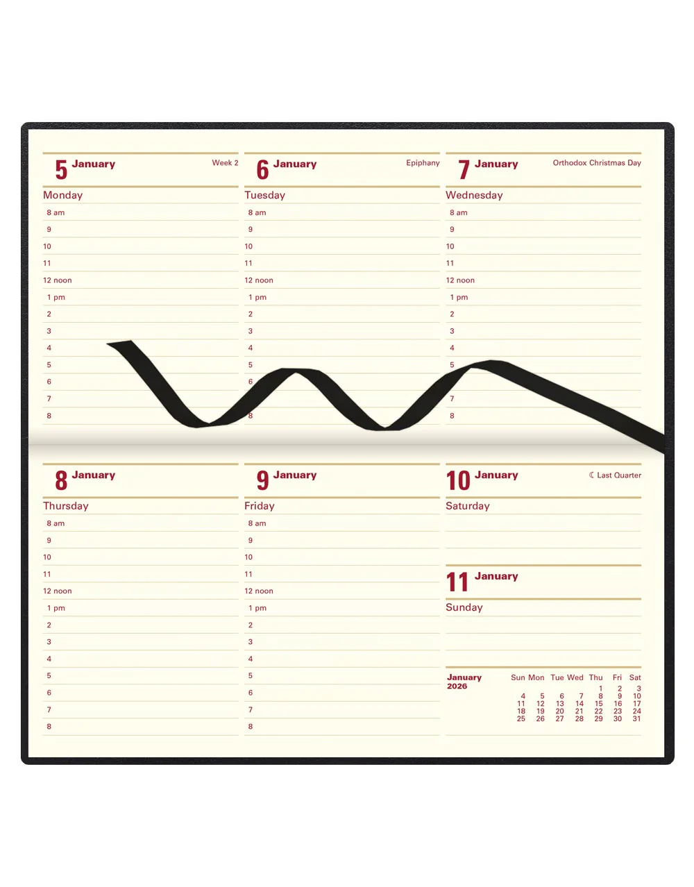 Belgravia Slim Landscape Week to View Leather Diary with Appointments and Planners 2026 - English - Image 13