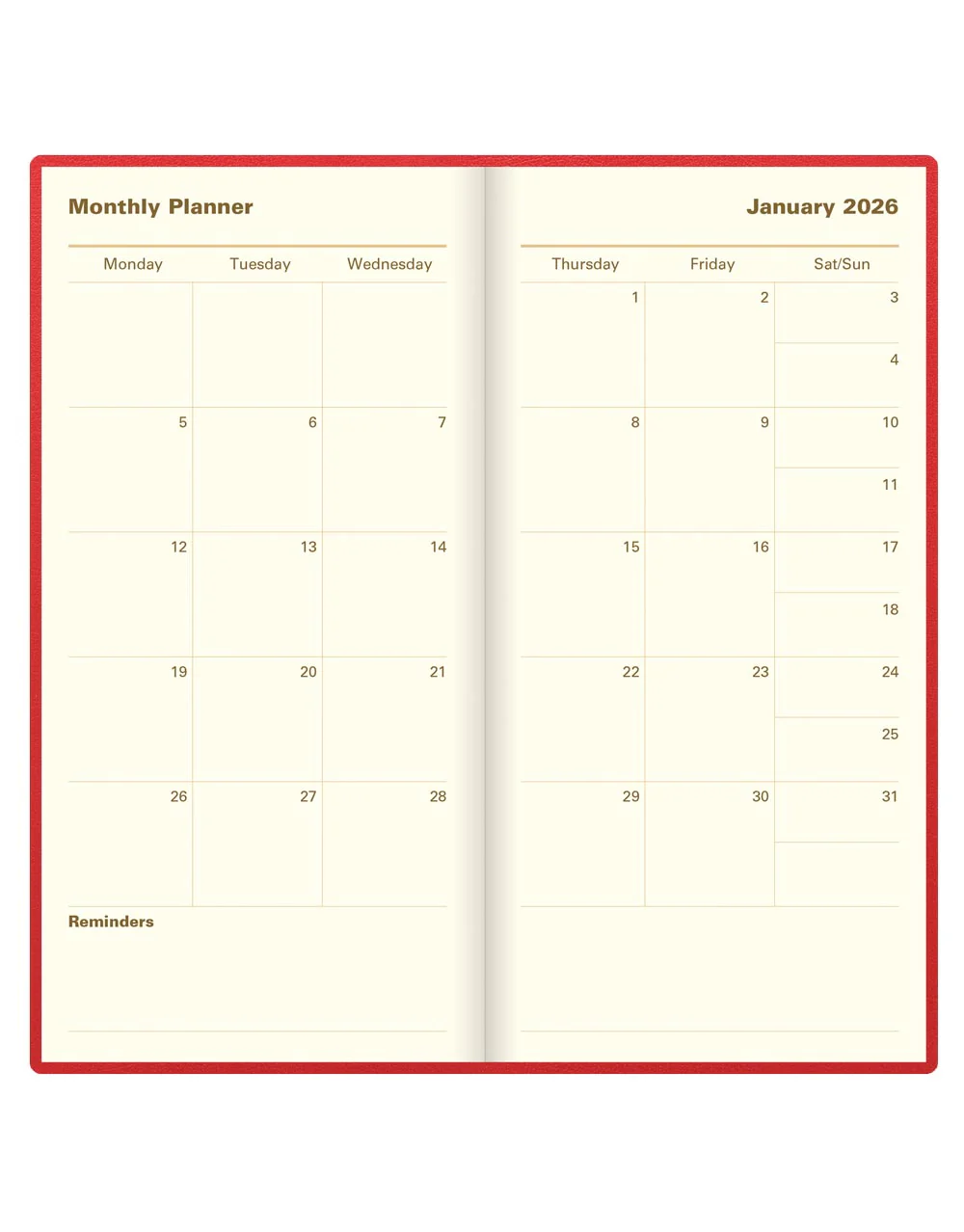 Belgravia Slim Week to View Leather Diary with Planners 2026 - English - Image 12
