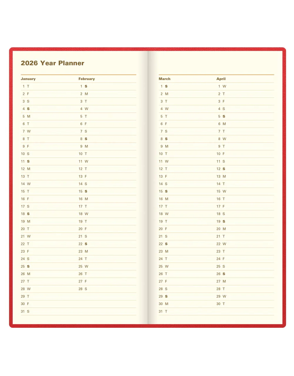 Belgravia Slim Week to View Leather Diary with Planners 2026 - English - Image 13