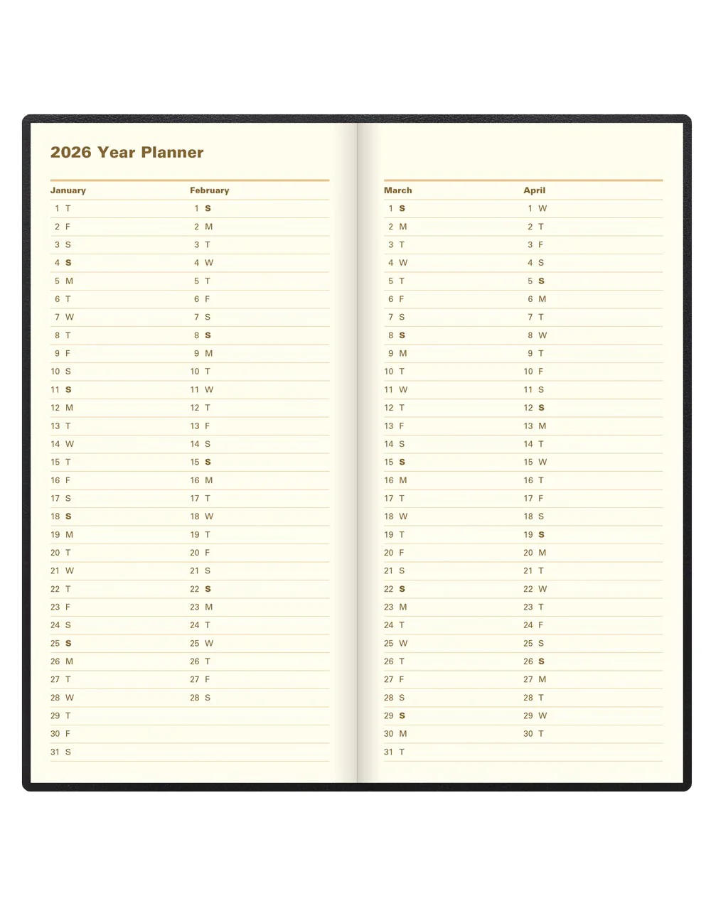 Belgravia Slim Week to View Leather Diary with Planners 2026 - English - Image 4