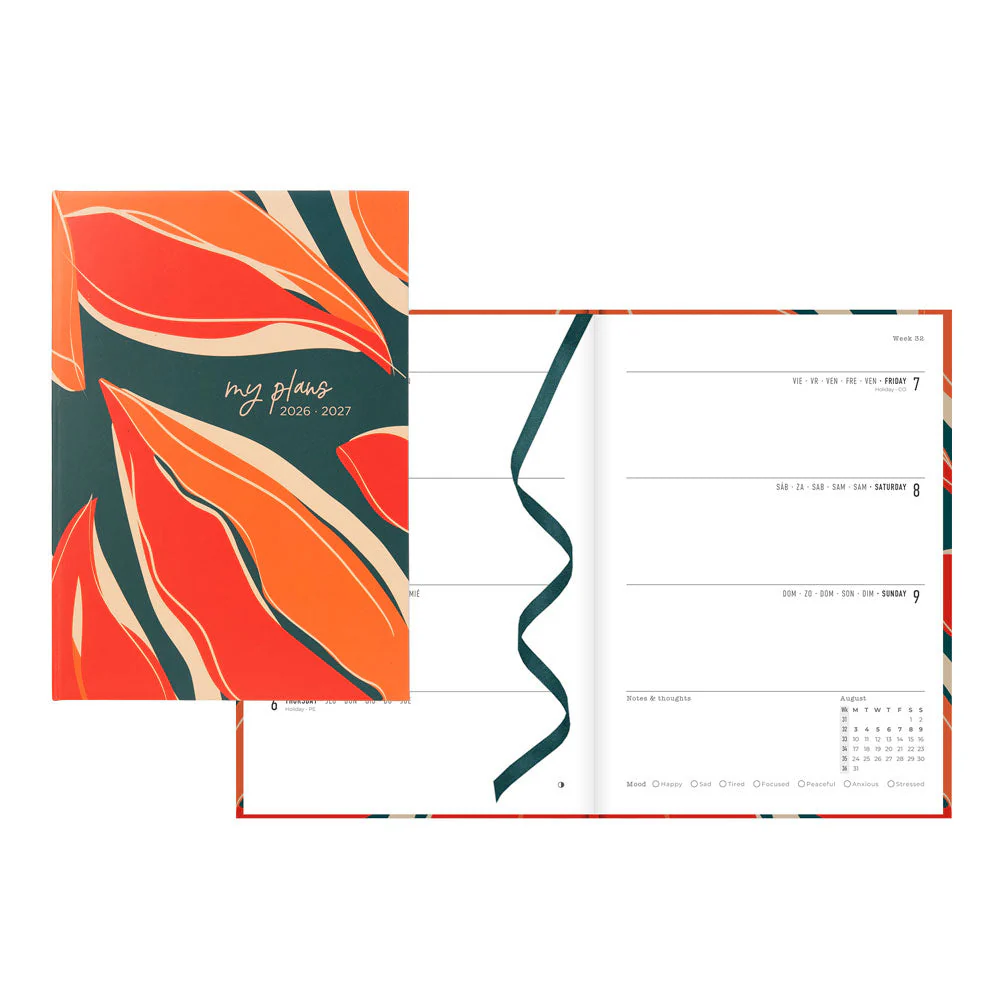 Botanics Academic Weekly Planner, A5, 2026 - 2027, Multilingual (27-031918, 27-031919)