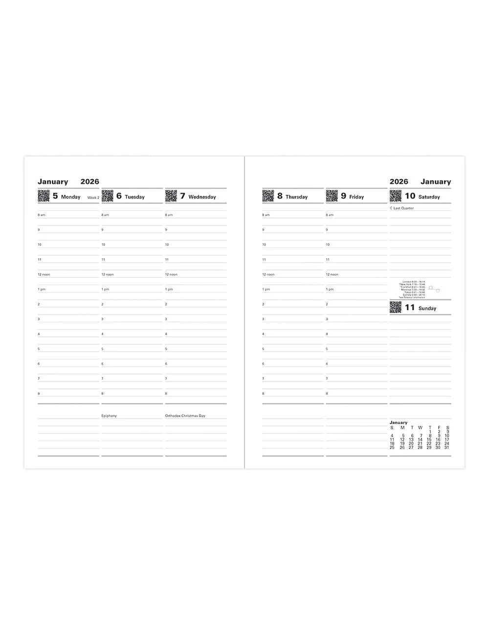 Classic A5 Vertical Week to View Planner with Appointments 2026 - English<br>*2026 edition is now sold out - Image 2