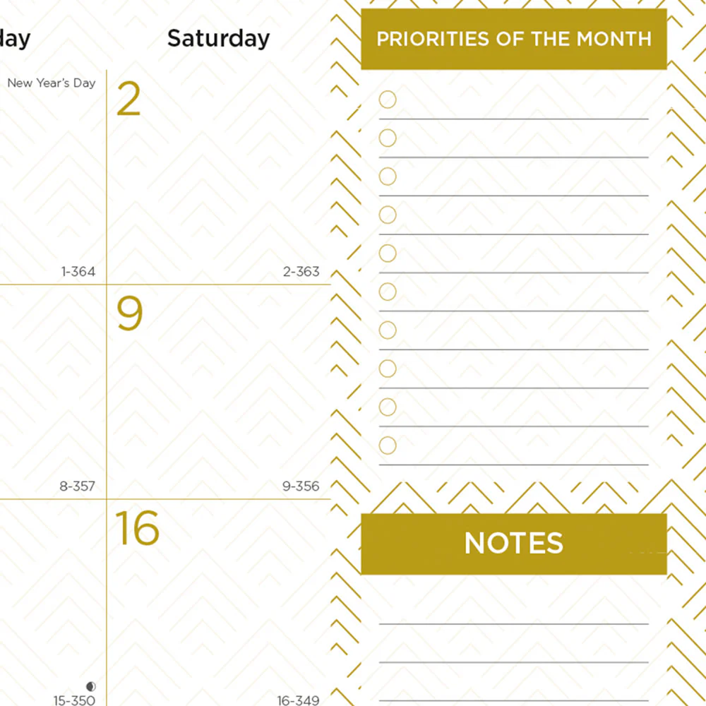 Monthly Desk Pad Calendar, Classic Gold, English, 2027 (C199003-27) - Image 3