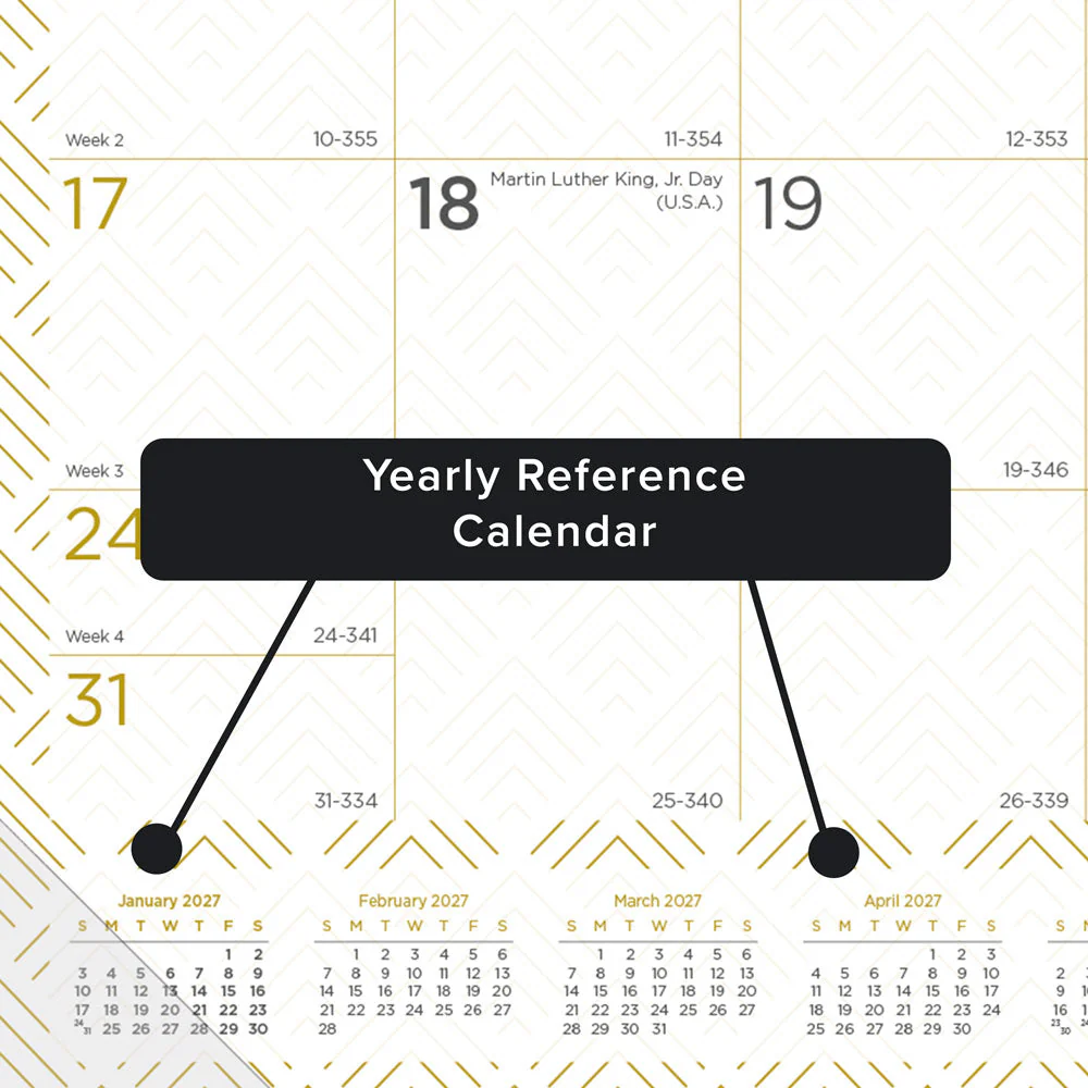 Monthly Desk Pad Calendar, Classic Gold, English, 2027 (C199003-27) - Image 5