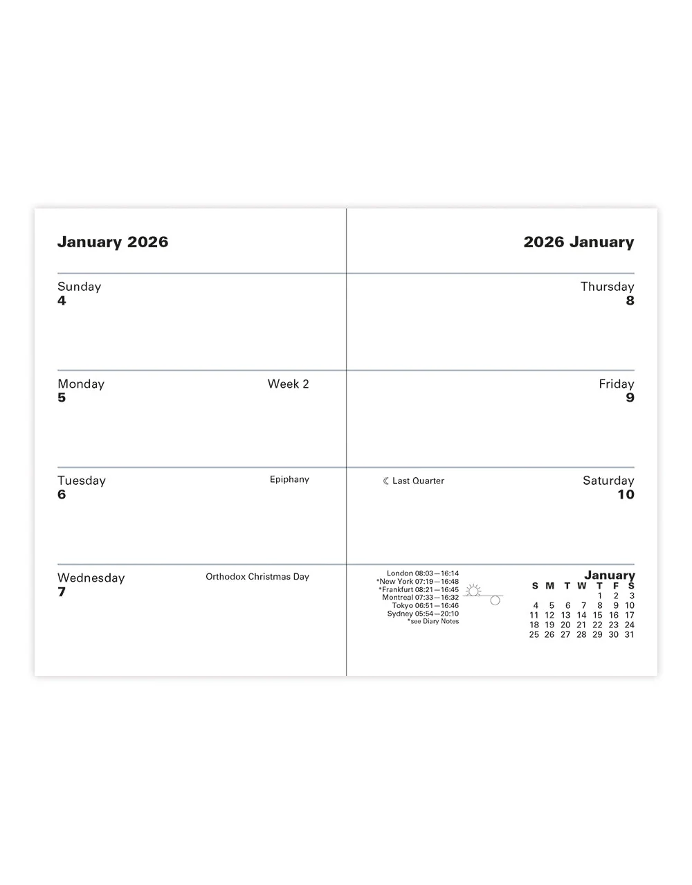 Classic Mini Pocket Week to View Planner 2026 - Sunday Start - English - Image 2