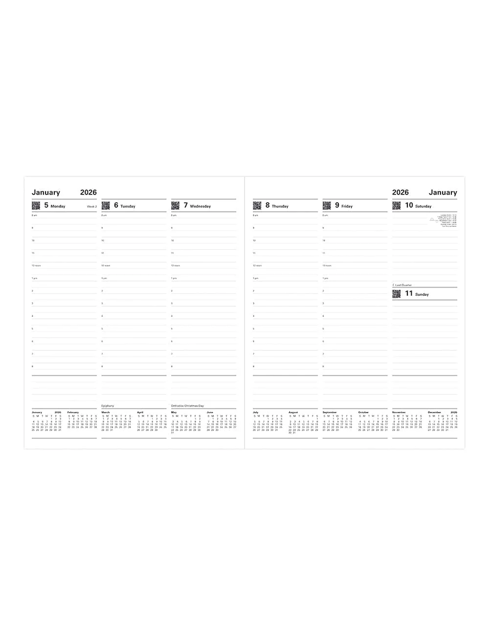 Classic Quarto Vertical Week to View Planner with Appointments 2026 - English - Image 6