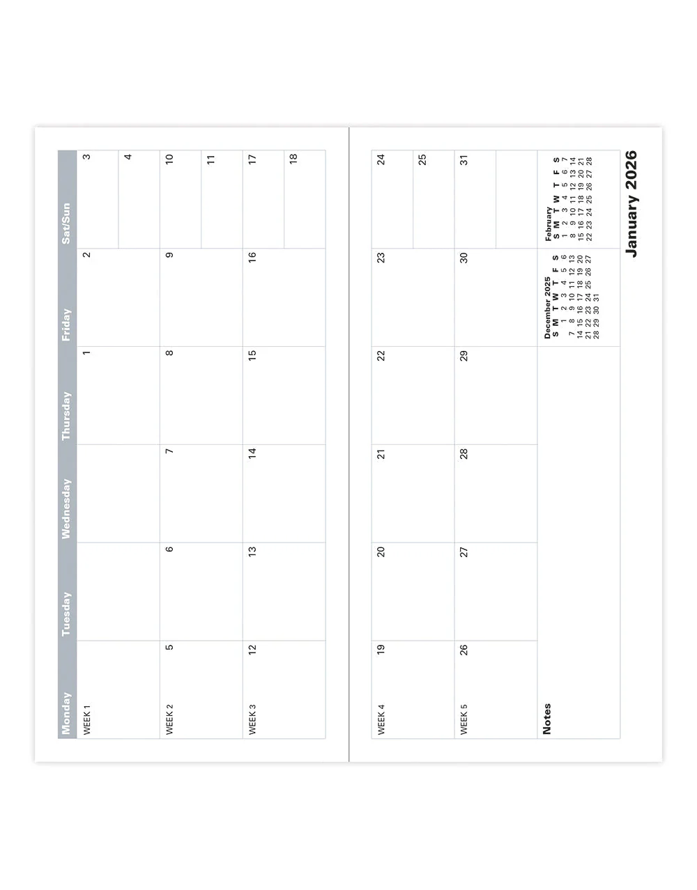 Classic Slim Landscape Month to View Planner 2026 - English<br>*2026 Edition now sold out - Image 6