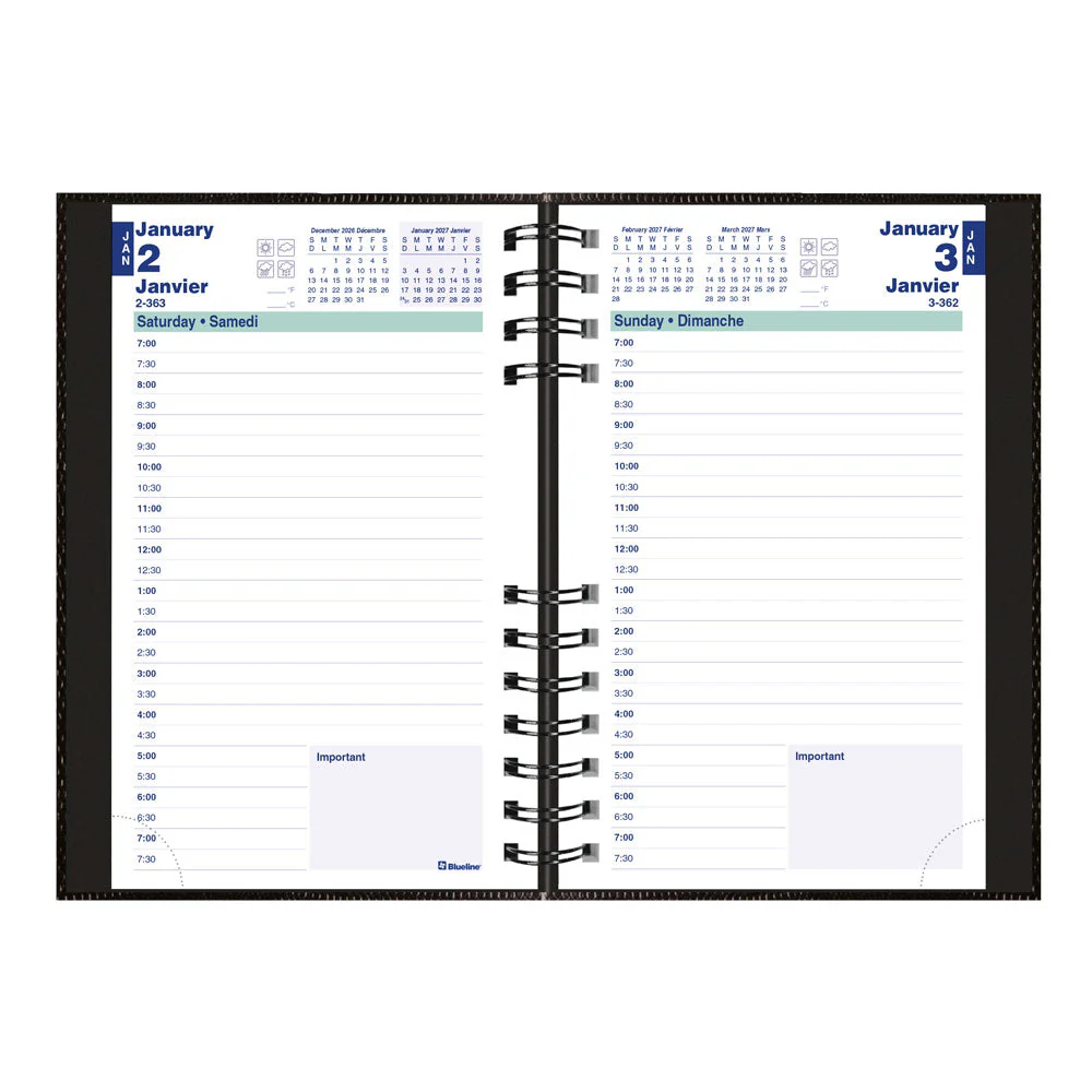 CoilPro™ Daily Appointment Book, 2027, Bilingual, Black (C1504C.81B-27) - Image 3