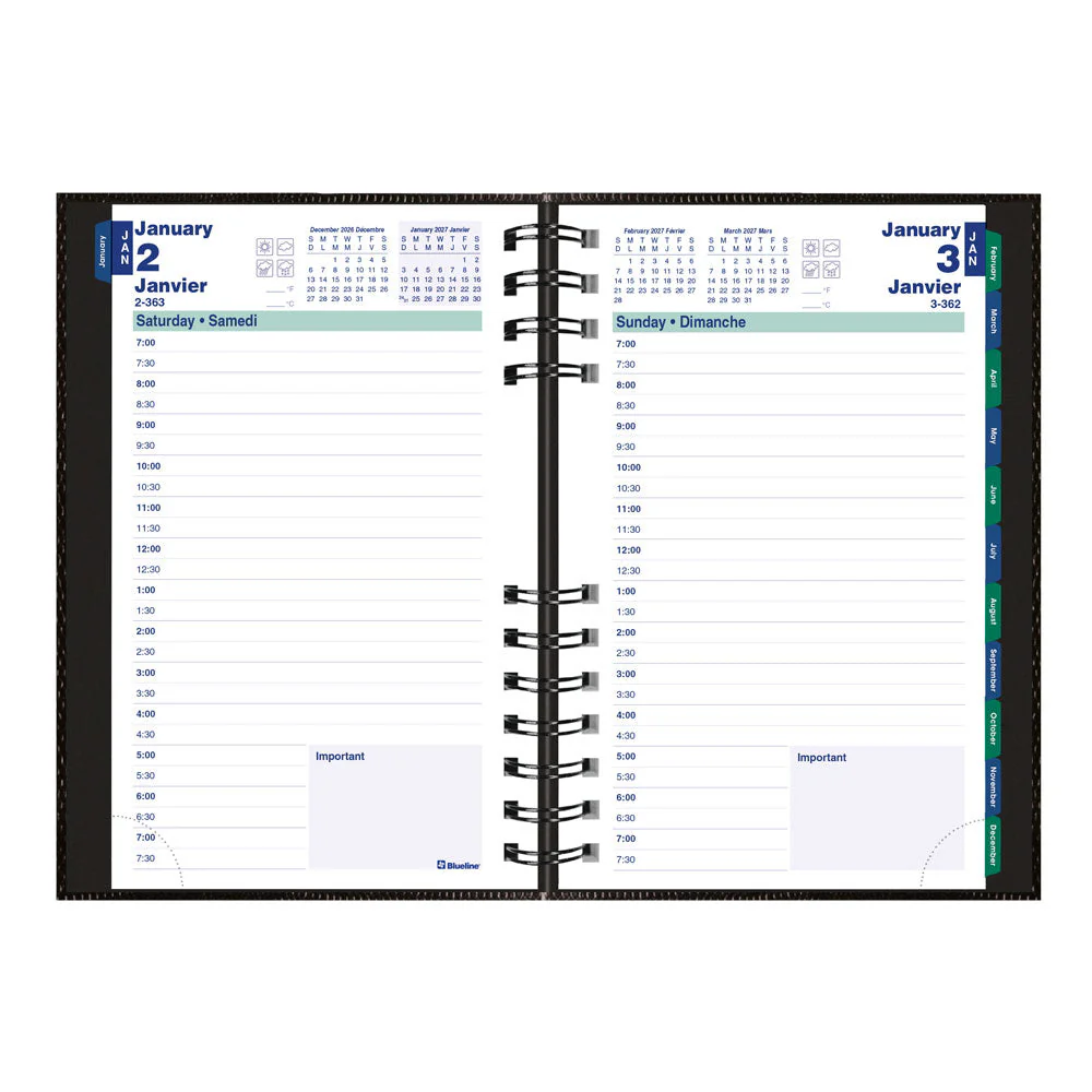 CoilPro™ Daily Appointment Book, 2027, Bilingual, Black (C1504C.81B-27) - Image 4