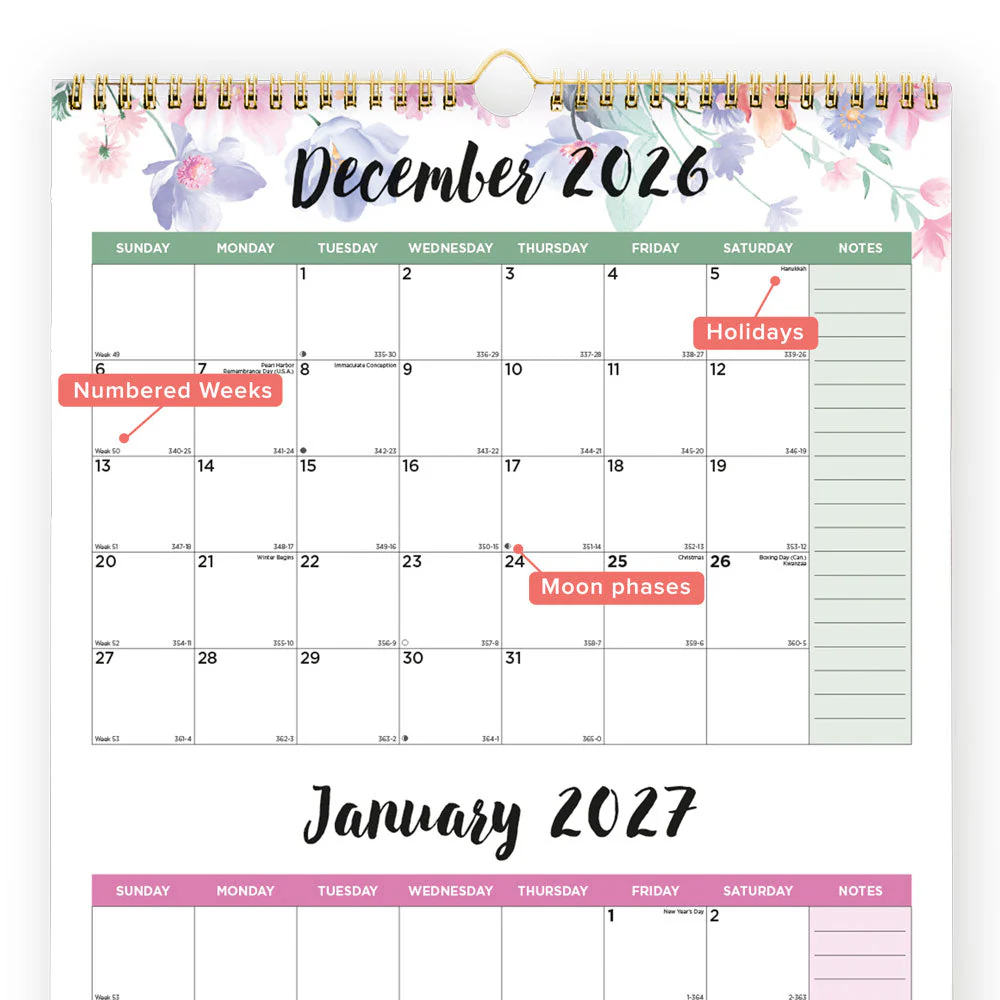 Monthly Wall Calendar, English, 2027 (C171129-27) - Image 3