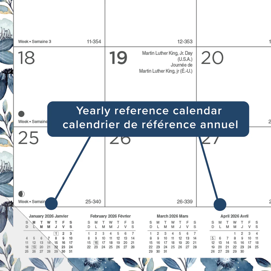 Colourful Monthly Desk Pad 2026, Bilingual, Azure (C194125B-26) - Image 5