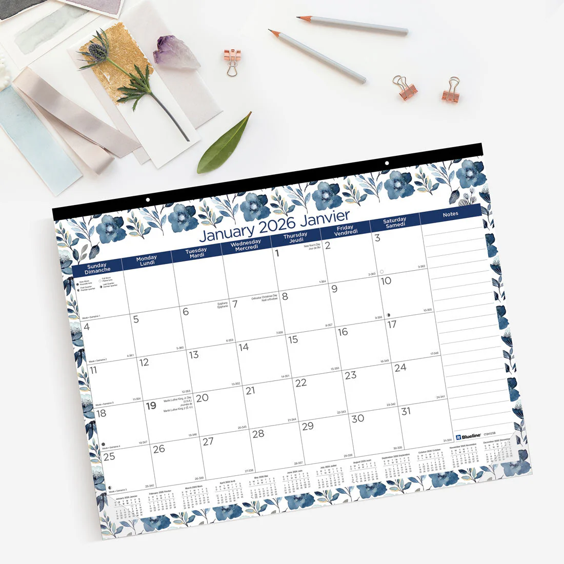 Colourful Monthly Desk Pad 2026, Bilingual, Azure (C194125B-26) - Image 6