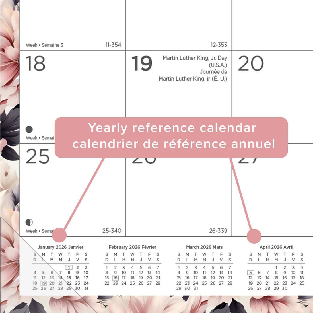 Colourful Monthly Desk Pad 2026, Bilingual, Floral (C194128B-26)<br>*2026 edition is now sold out - Image 5