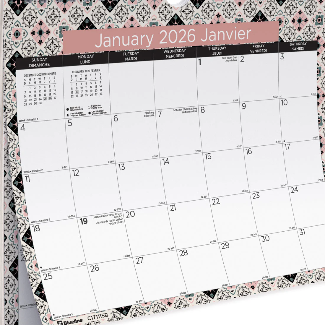 Colourful Monthly Wall Calendar 2026, Bilingual, Tiles (C171115B-26) - Image 4