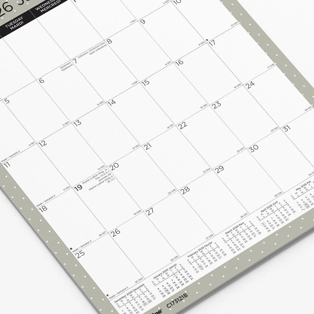 Colourful Monthly Wall Calendar 2026, Bilingual, Minimalist (C173121B-26) - Image 3