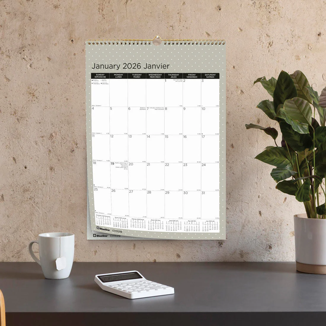 Colourful Monthly Wall Calendar 2026, Bilingual, Minimalist (C173121B-26) - Image 6