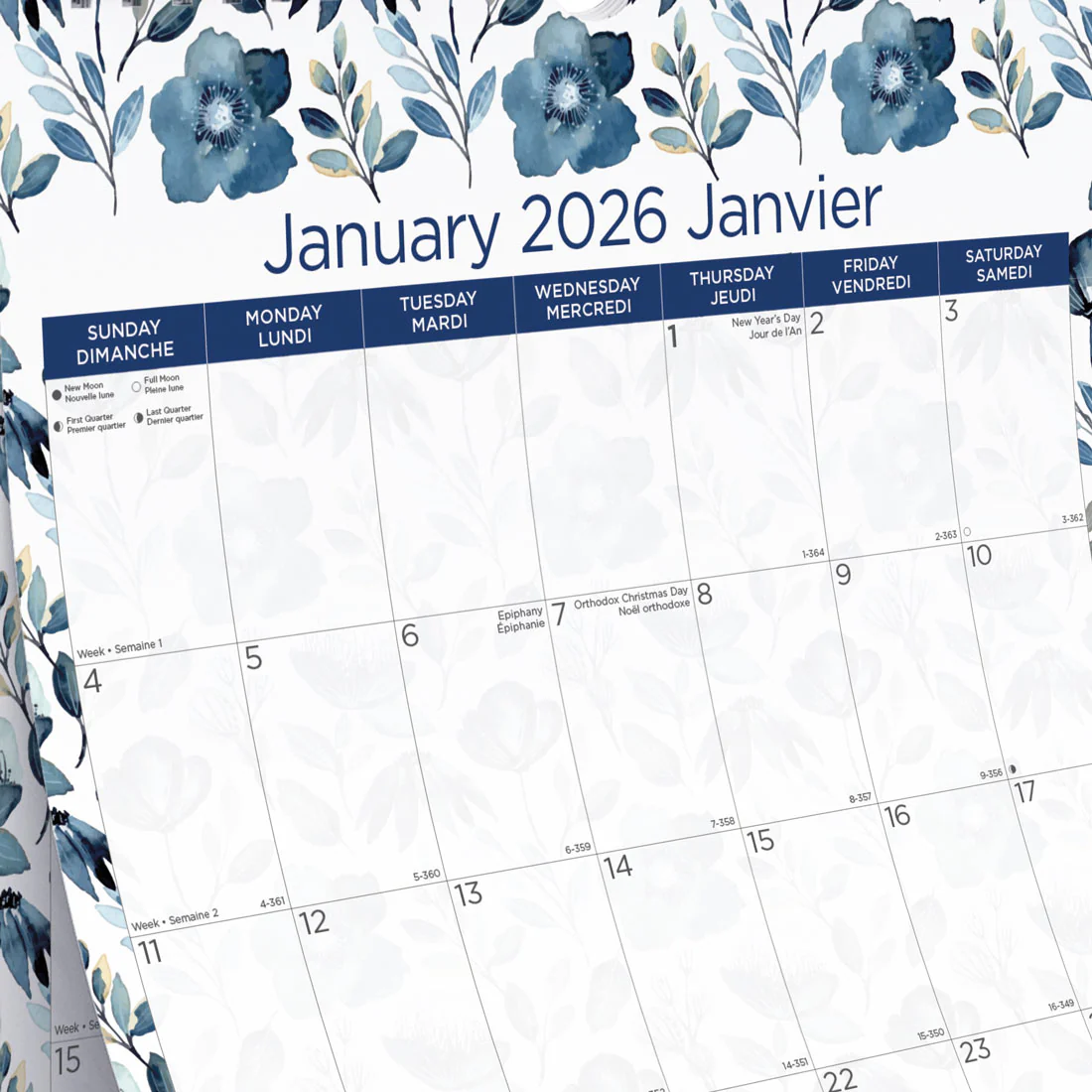 Colourful Monthly Wall Calendar 2026, Bilingual, Azure (C173125B-26) - Image 4