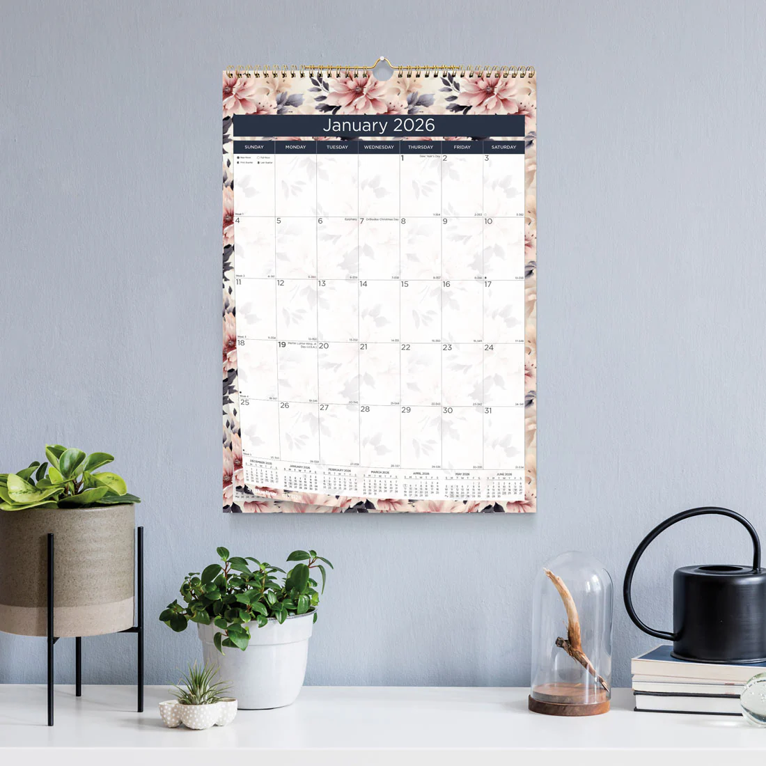 Colourful Monthly Wall Calendar, Floral, 2026 - English (C173128-26) - Image 5