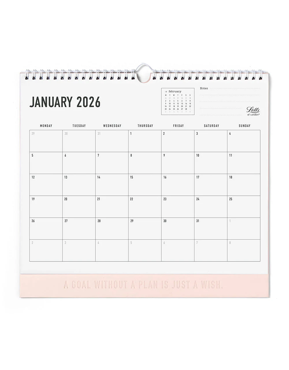 Conscious 2026 Wall Calendar Rosewater