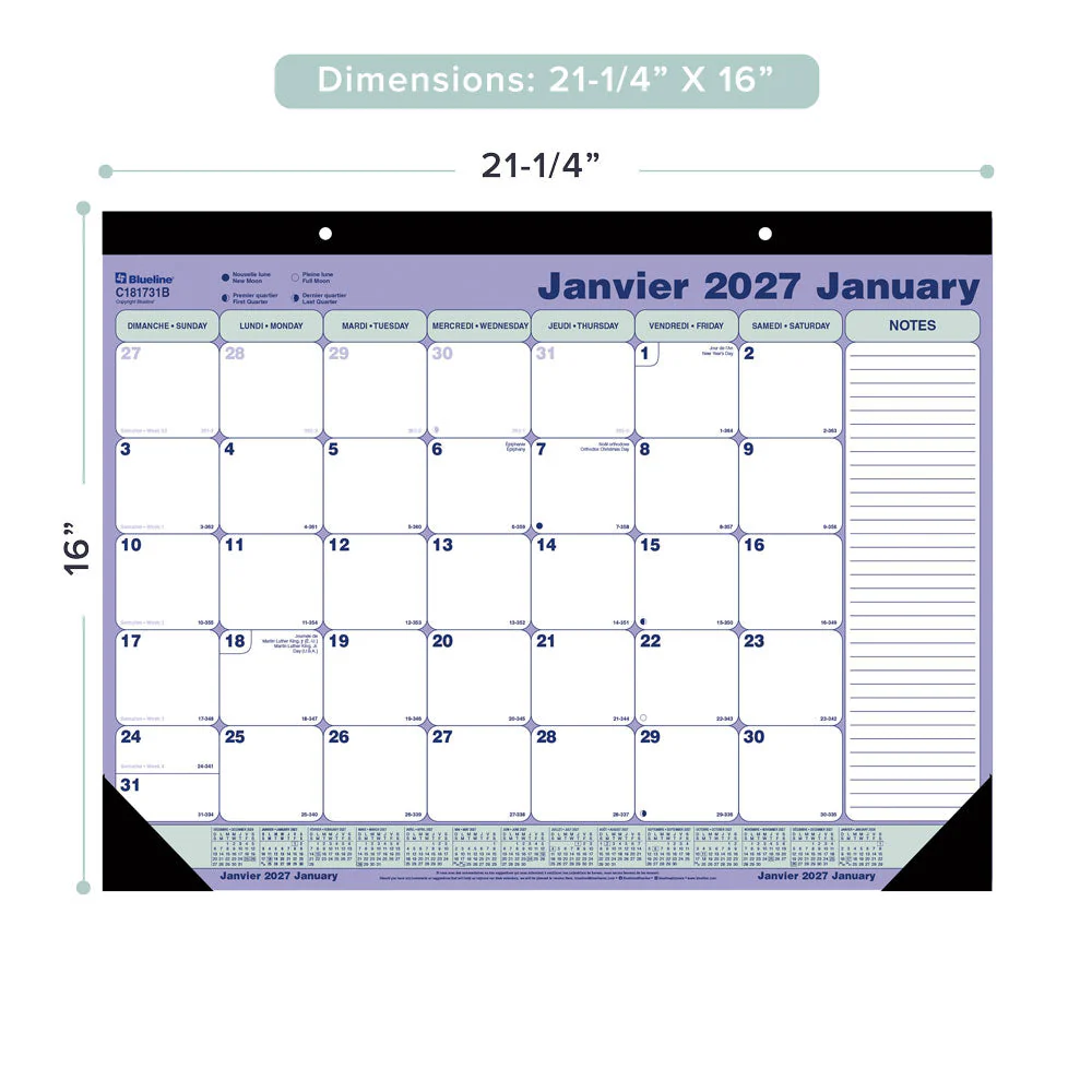 Monthly Desk Pad Calendar, Bilingual, 2027 (C181731B-27) - Image 2