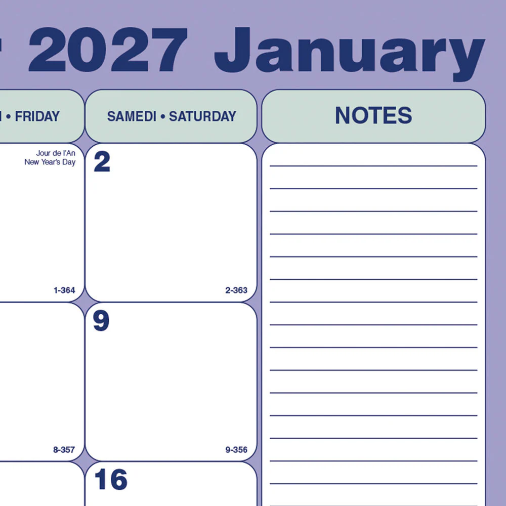 Monthly Desk Pad Calendar, Bilingual, 2027 (C181731B-27) - Image 3
