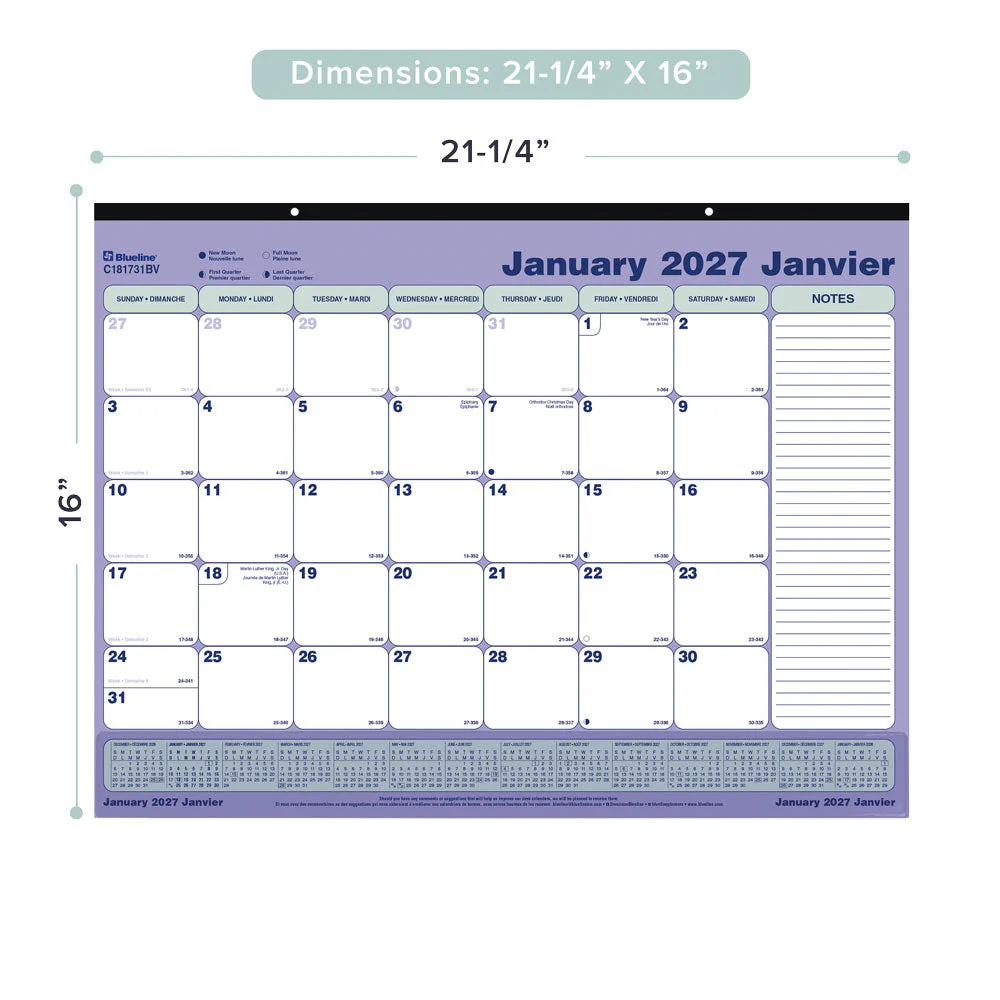 Monthly Desk Pad Calendar, Bilingual, 2027 (C181731BV-27) - Image 2