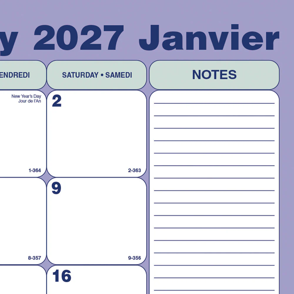 Monthly Desk Pad Calendar, Bilingual, 2027 (C181731BV-27) - Image 3