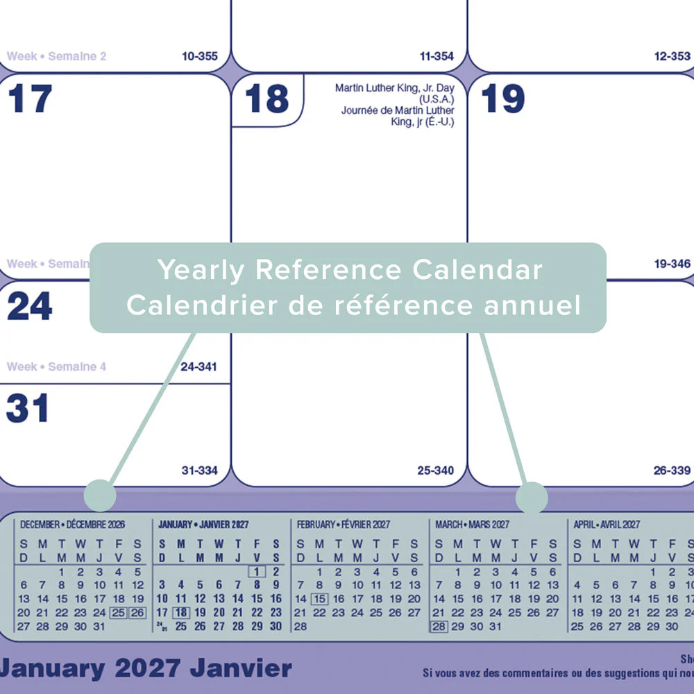 Monthly Desk Pad Calendar, Bilingual, 2027 (C181731BV-27) - Image 5