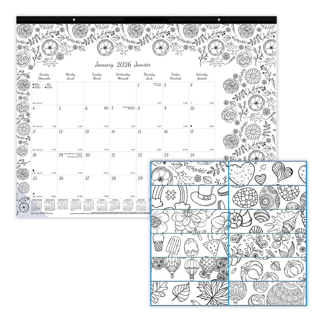 DoodlePlan™ Colouring Desk Pad 2026, Bilingual (C2917311B-26) - Image 6